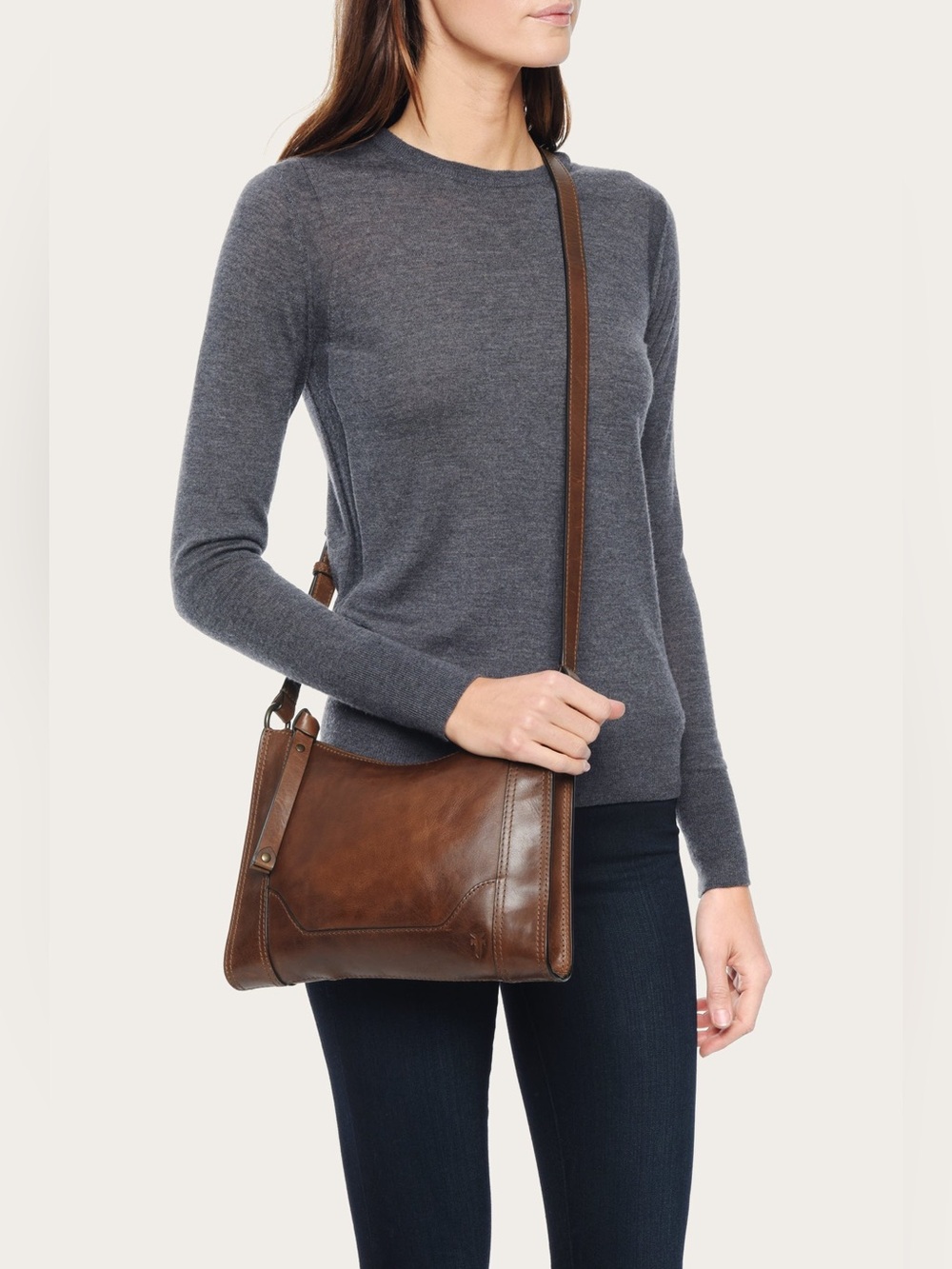 Frye Melissa Crossbody Bag Brown Distressed Leather Handbag Purse Women's Bueno